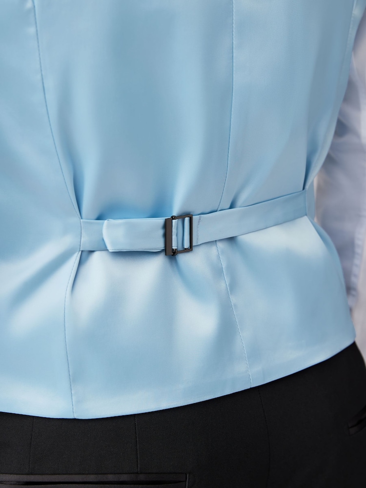 Blue Textured Silk Waistcoat - Image 6 of 9