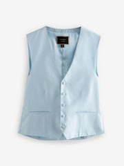 Blue Textured Silk Waistcoat - Image 7 of 9