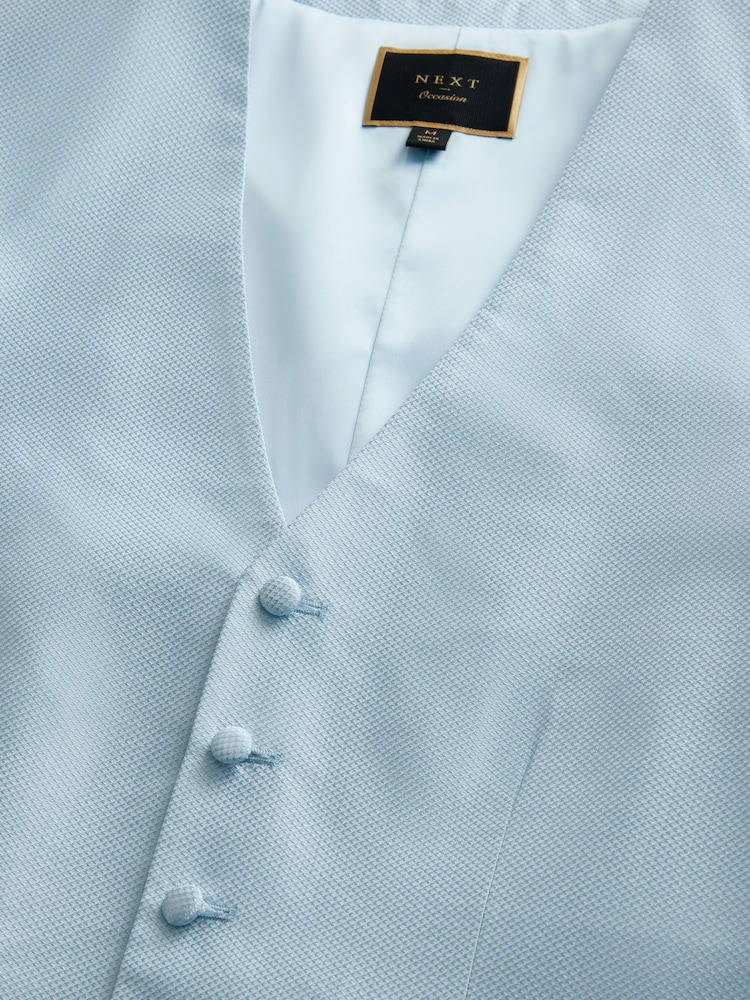 Blue Textured Silk Waistcoat - Image 8 of 9