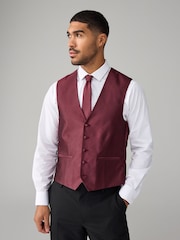 Dark Red Textured Silk Waistcoat - Image 1 of 8