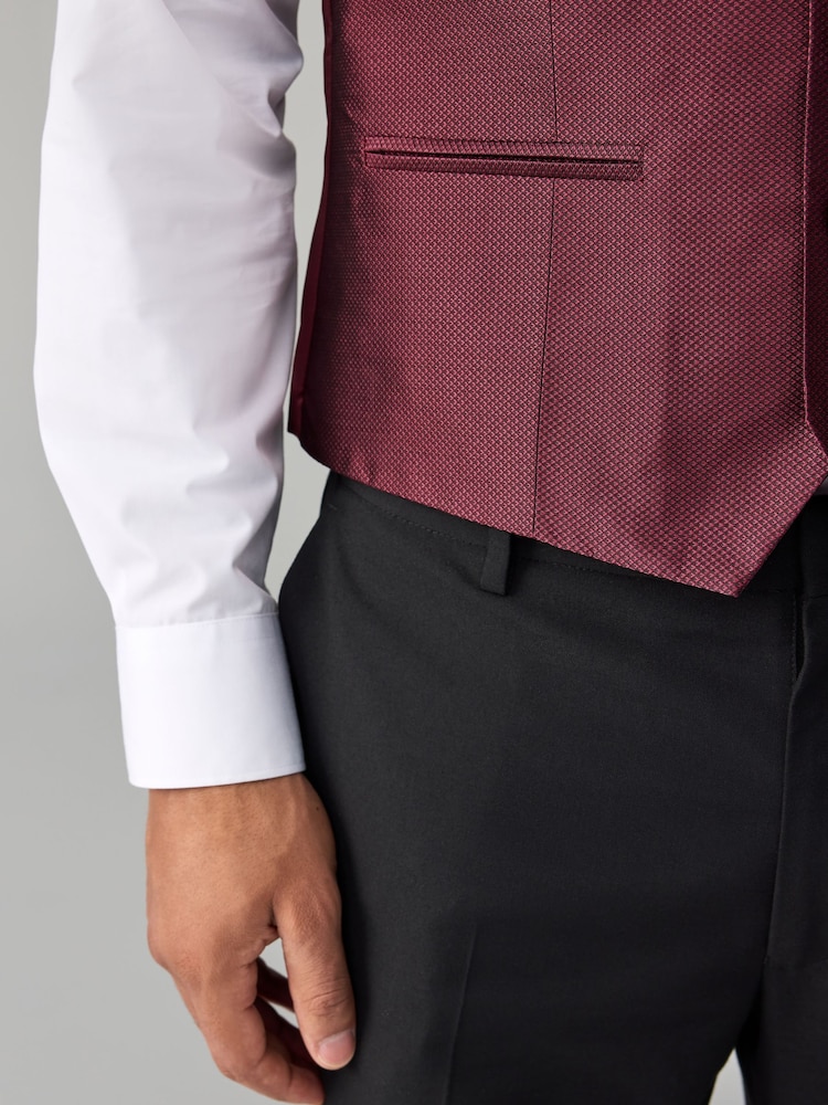 Dark Red Textured Silk Waistcoat - Image 2 of 8
