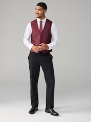 Dark Red Textured Silk Waistcoat - Image 4 of 8