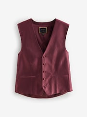 Dark Red Textured Silk Waistcoat - Image 5 of 8