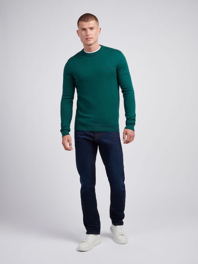 U.S. Polo Assn. Green Mens Cotton Crew Neck Jumper - Image 3 of 7