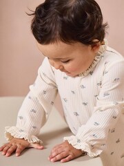 MORI Cream Floral Print Organic Cotton And Bamboo All-In-One Romper - Image 3 of 6
