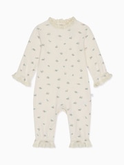 MORI Cream Floral Print Organic Cotton And Bamboo All-In-One Romper - Image 5 of 6
