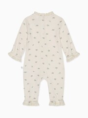 MORI Cream Floral Print Organic Cotton And Bamboo All-In-One Romper - Image 6 of 6