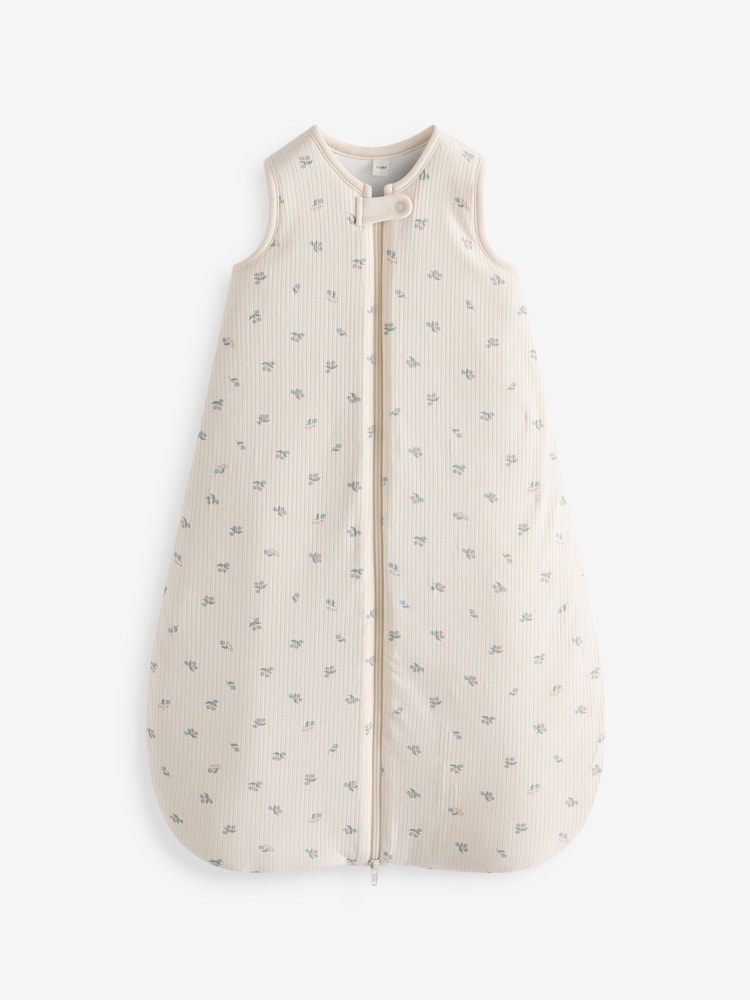 MORI Cream Floral Viscose Cotton Blend Zip 2.5 Tog Sleeping Bag - Image 2 of 2