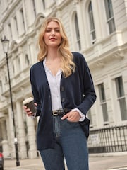 Pure Collection Boyfriend Blue Cashmere Long Cardigan - Image 1 of 3