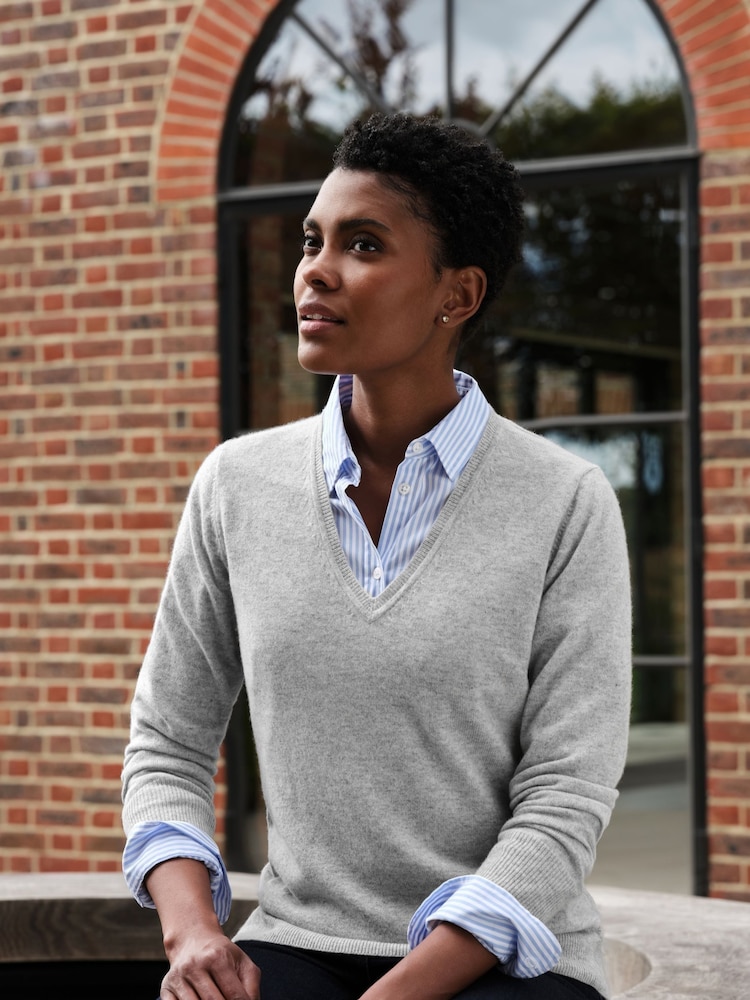 Pure Collection Cashmere V-Neck Jumper - Image 1 of 3 Pure Collection Cashmere V-Neck Jumper - Image 1 of 3