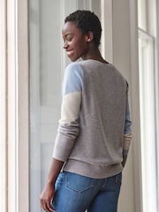 Pure Collection Wool Cashmere Abstract Intarsia Crew Neck White Jumper - Image 2 of 3
