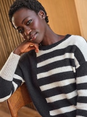Pure Collection Natural Wool Cashmere Fluffy Block Stripe Sweater - Image 3 of 3