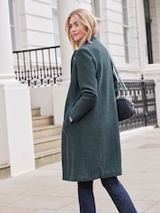 Pure Collection Green Boucle Wool Funnel Neck Coat - Image 3 of 3