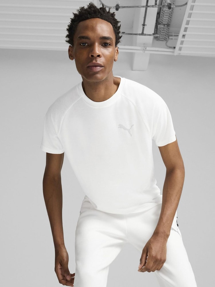 Puma White Mens Evostripe T-Shirt - Image 1 of 5
