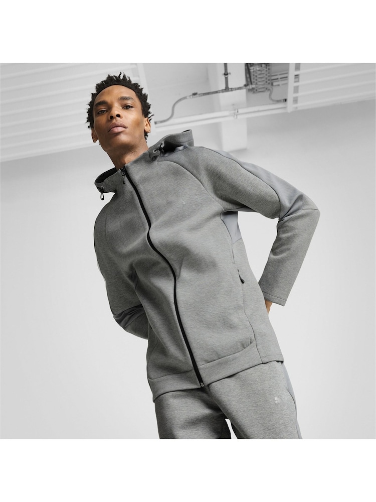 Grå - Puma Mens Evostripe Full Zip Huvtröja - Bild 1 av 6