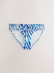 White/Blue Zebra Shirred High Leg Bikini Bottoms - Image 5 of 7