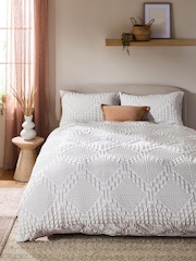 Natural Textured Geometeric Duvet Cover and Pillowcase Set - Image 2 of 5