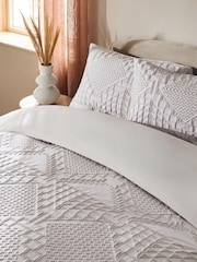 Natural Textured Geometeric Duvet Cover and Pillowcase Set - Image 3 of 5