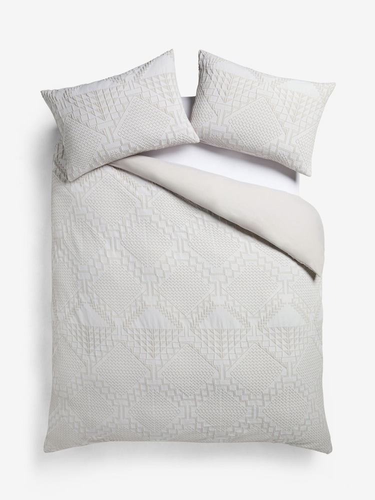 Natural Textured Geometeric Duvet Cover and Pillowcase Set - Image 5 of 5 Natural Textured Geometeric Duvet Cover and Pillowcase Set - Image 5 of 5