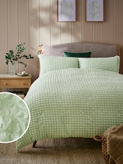 Green Sage Mini Seersucker Supersoft Duvet Cover and Pillowcase Set - Image 1 of 5
