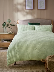 Green Sage Mini Seersucker Supersoft Duvet Cover and Pillowcase Set - Image 2 of 5
