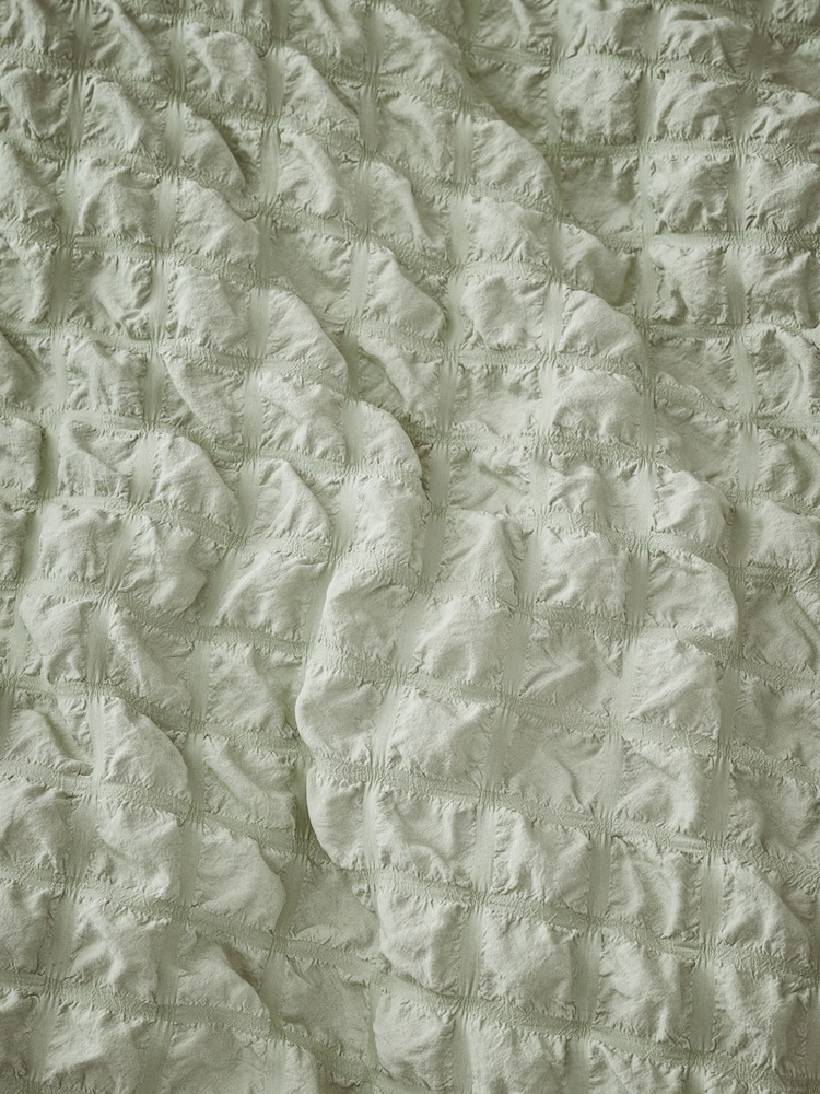 Green Sage Mini Seersucker Supersoft Duvet Cover and Pillowcase Set - Image 5 of 5