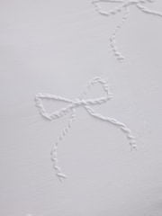 White Bow Textured Print Duvet Cover and Pillowcase Set - Image 2 of 5