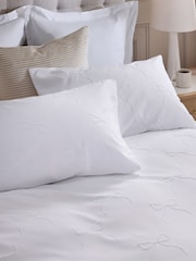 White Bow Textured Print Duvet Cover and Pillowcase Set - Image 3 of 5