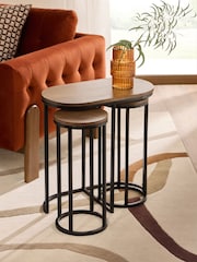 Dark Natural Lloyd Mango Wood Nest of 3 Tables - Image 1 of 6