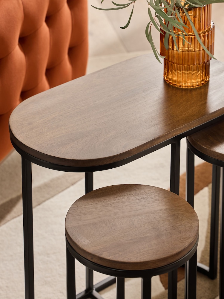 Dark Natural Lloyd Mango Wood Nest of 3 Tables - Image 2 of 6