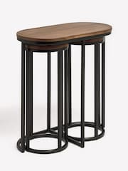 Dark Natural Lloyd Mango Wood Nest of 3 Tables - Image 4 of 6