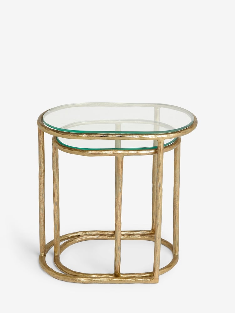 Gold Wrought Oval Set of 2 Nest of Tables - Image 2 of 5