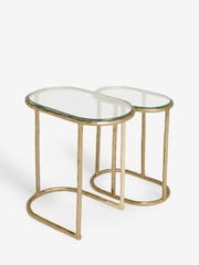 Gold Wrought Oval Set of 2 Nest of Tables - Image 5 of 5