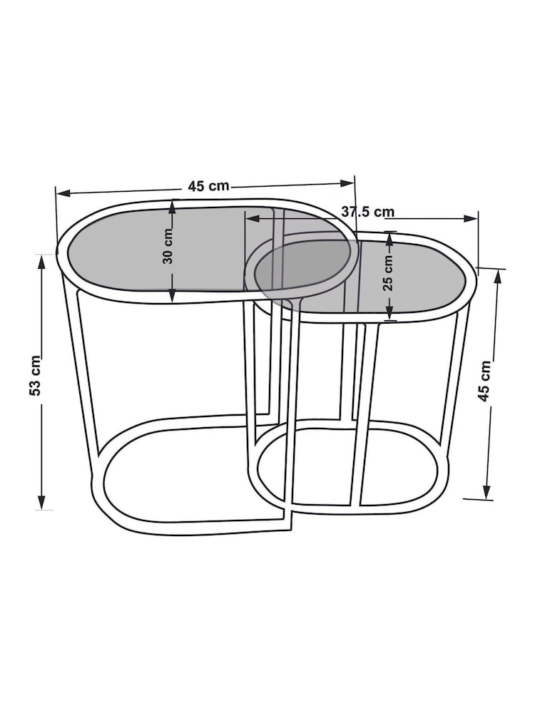 Gold Wrought Oval Set of 2 Nest of Tables - Image 6 of 6