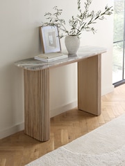 Natural Valencia Marble and Mango Wood Console Table - Image 1 of 7