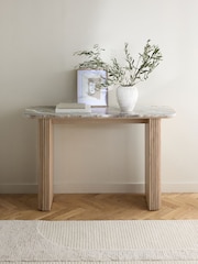 Natural Valencia Marble and Mango Wood Console Table - Image 2 of 7