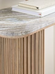 Natural Valencia Marble and Mango Wood Console Table - Image 3 of 7