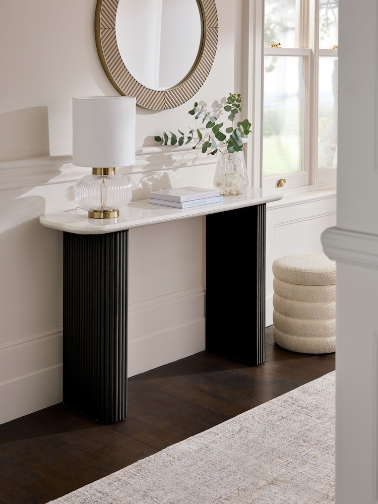Black Valencia Marble and Mango Wood Console Table - Image 1 of 7