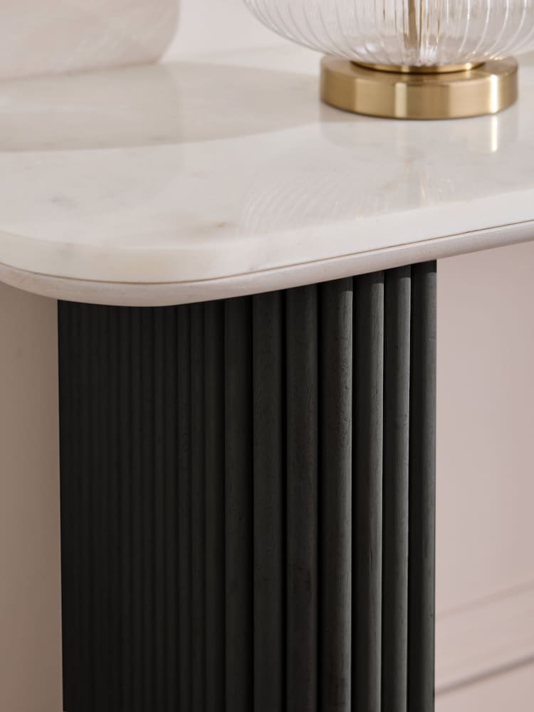 Black Valencia Marble and Mango Wood Console Table - Image 2 of 7