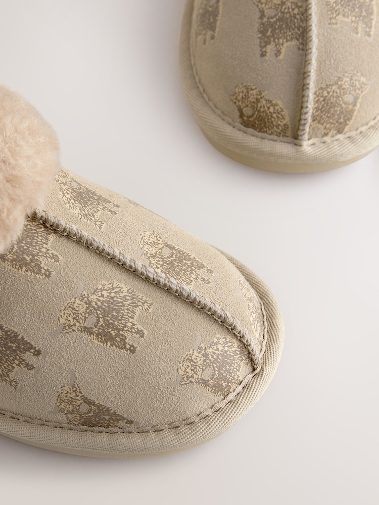 Neutre Hamish the cow - Suede Mule Pantoufles - Image 6 of 8