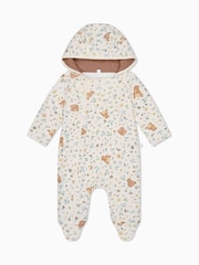 MORI Cream Bear Print Cotton And Bamboo Lined Pramsuit - Image 5 of 6