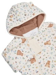 MORI Cream Bear Print Cotton And Bamboo Lined Pramsuit - Image 6 of 6