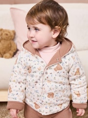 MORI Cream Reversible Bear Print Cotton And Bamboo Jacket - Image 1 of 6