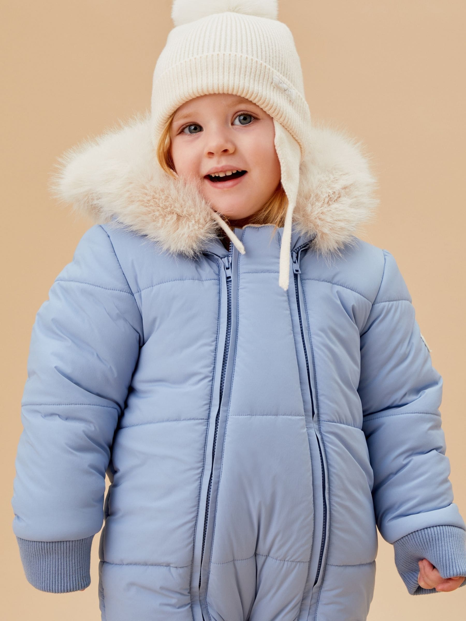 Blau MORI Recycled Faux Fur Lined Cosy Zip Up Snowsuit