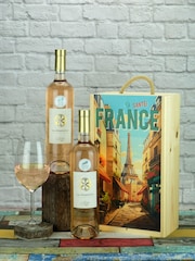 Le Bon Vin French Provence Rosé 2 Bottle Wooden Gift Box - Image 1 of 1