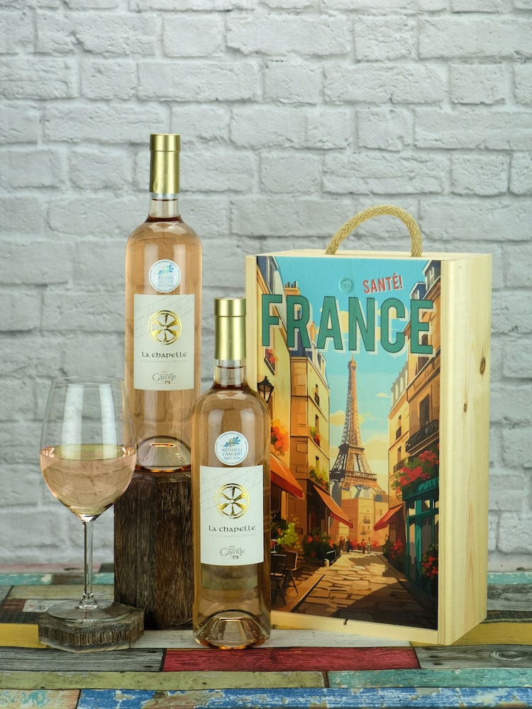 Le Bon Vin French Provence Rosé 2 Bottle Wooden Gift Box - Image 1 of 1