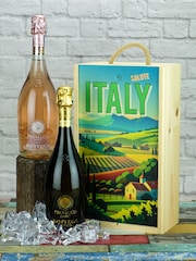 Le Bon Vin Italian Prosecco 2 Bottle Wooden Gift Box - Image 1 of 1