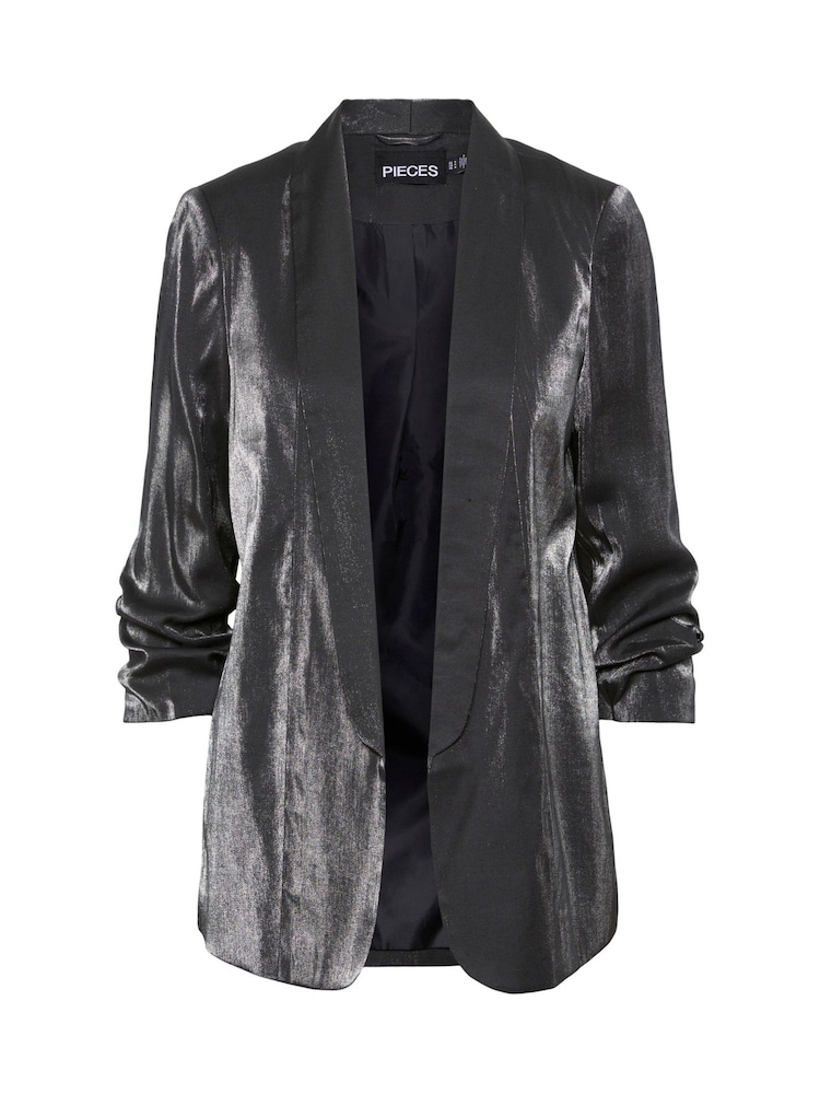 PIECES Black 3/4 Sleeve Shimmer Blazer - Image 1 of 2