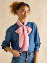 Joules Abberton Pink & White Lightweight Printed Scarf - Image 3 of 6