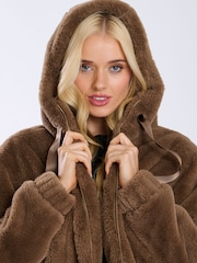 South Beach Brown Faux Fur Hooded Jacket - Image 5 of 5
